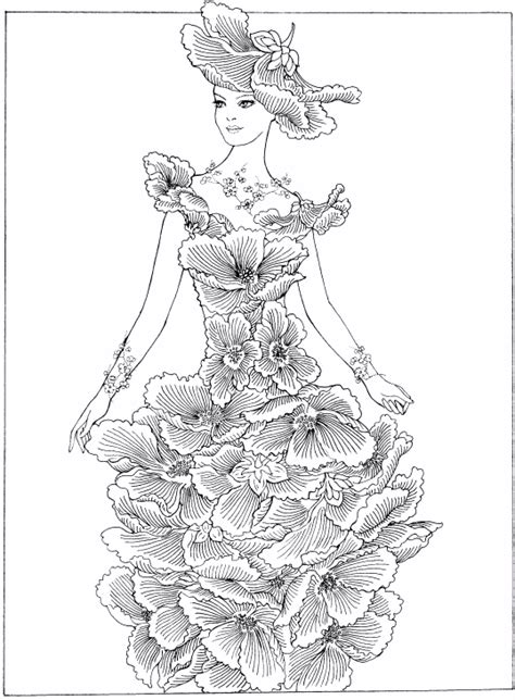 fashion dress coloring pages    girls coloring pages