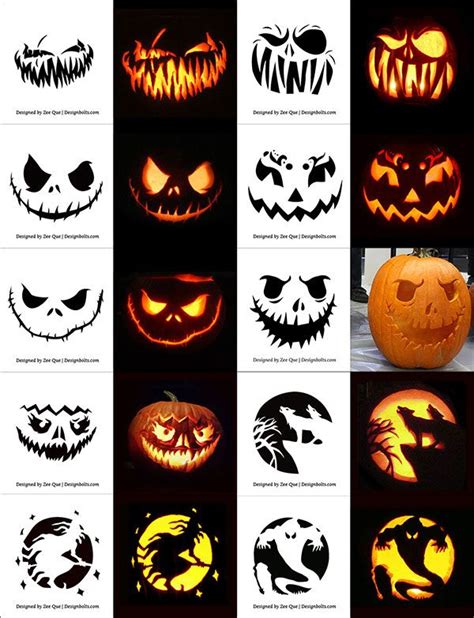 pumpkin carving designs  printable  templates printable
