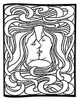 Nouveau Coloring Pages Adults Behrens Peter Deco Baiser Dessin Printable 1898 Le Celtic Drawing Woman Goddess Awesome Mucha Arianrhod Inspiration sketch template