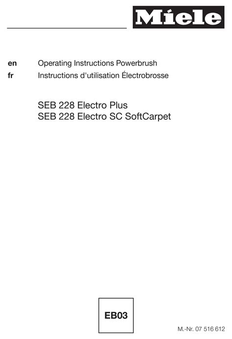miele seb  electro sc softcarpet operating instructions manual   manualslib