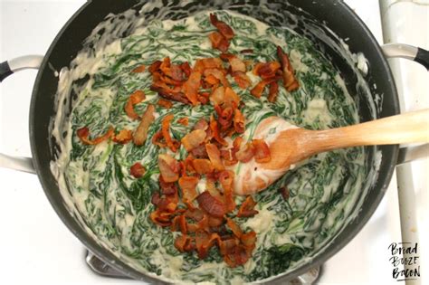 creamed spinach  bacon  bread booze bacon