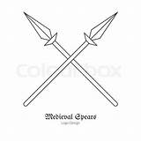 Outline Crossed Spears Emblem sketch template