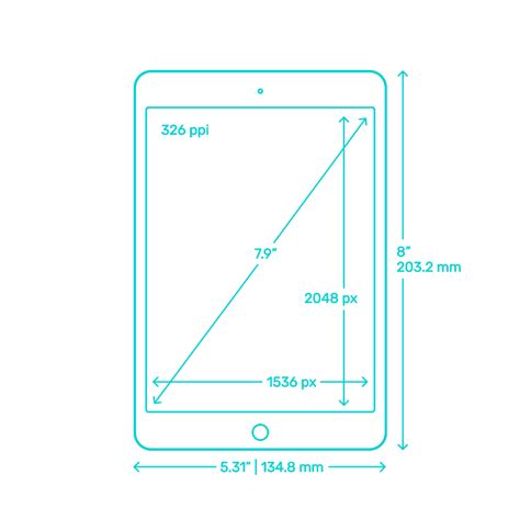 apple ipad mini  dimensions drawings dimensionsguide