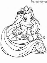 Rapunzel Coloring Pages Color Print Kids Tangled Disney Princess Girls sketch template