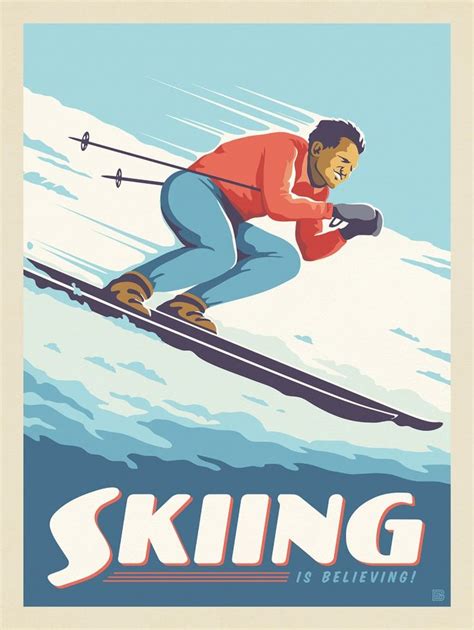 classic ski design skiing  believing   vintage poster design ski posters art