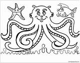 Octopus Coloring Pages Kids Fish Para Colorear Printable Fishing Color Animales Acuaticos Preschoolers Print Clipart Popular Library Comments sketch template