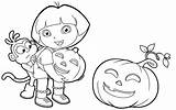 Halloween Dora Boots Scared Hides Pumpkin Behind Explorer Pages2color Pages Cookie Copyright sketch template