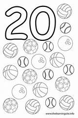 Coloring Number Twenty Pages Balls Numbers Outline Al Números Template Clipart Colouring 19 Color Sheets Flashcards Preschool Teaching Aids Printable sketch template