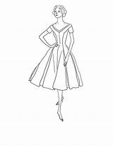 Model Coloring Fashion Pages Top Retro Theme Print Dress Printable Getcolorings Vintage Girls sketch template