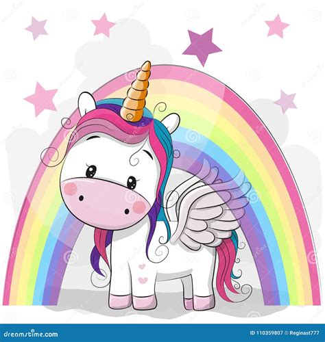 cute cartoon unicorn  rainbow stock vector illustration  head