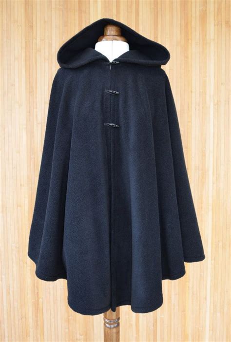 womens black handmade cape black hooded cloak  size etsy