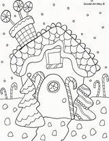 Christmas Coloring Pages Doodles Gingerbread House Doodle Colouring Color Clipart December Link Printables Alley Printable Celebration Choose Board Classroom Library sketch template