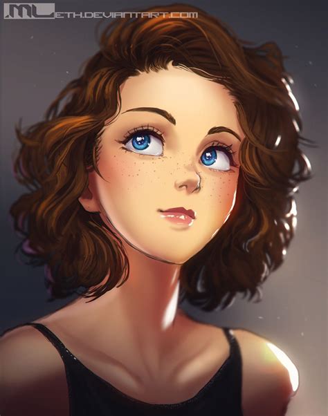 Brown Hair Girl Drawing Brown Hair Blue Eyes Girl Brown Hair Female