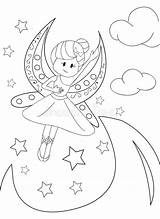 Coloring Moon Fairy Pages Loon Template Getcolorings Sketch Kids sketch template