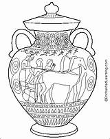 Greek Coloring Greece Pottery Ancient Pages Amphora Printable Sheets Colors Template Vase Ceramics Pots Artists Work Large sketch template