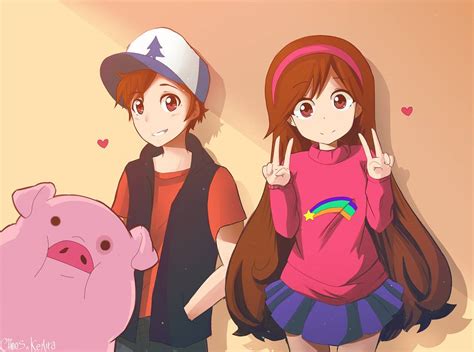 Gravity Falls Mabel Dipper And Waddles By Herrdeschaos
