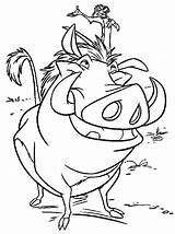 Coloring Lion King Timon Pumbaa Pages Disney sketch template
