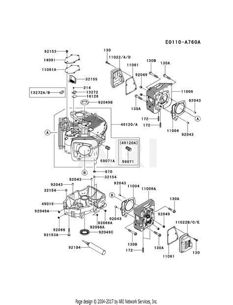 kawasaki fxv bs  stroke engine fxv parts diagram  cylindercrankcase