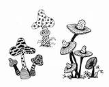 Coloring Mushrooms Pages Adult Adults Zentangles Color Zentangle Colouring Printable Choose Board sketch template