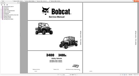 bobcat utility vehicle  xl service manuals