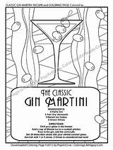 Coloring Cocktail Pages Printable Martini Gin Instant Recipe Color Cocktails Adults Pdf sketch template