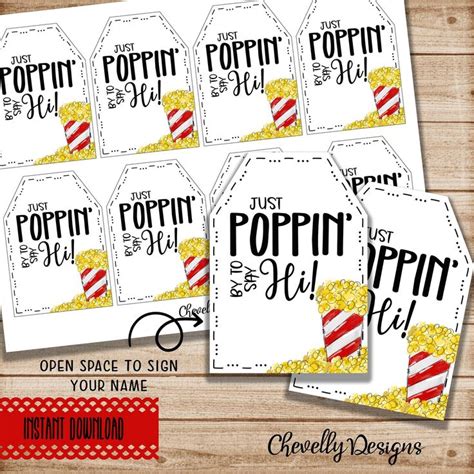 popping     popcorn gift tags printable etsy gift