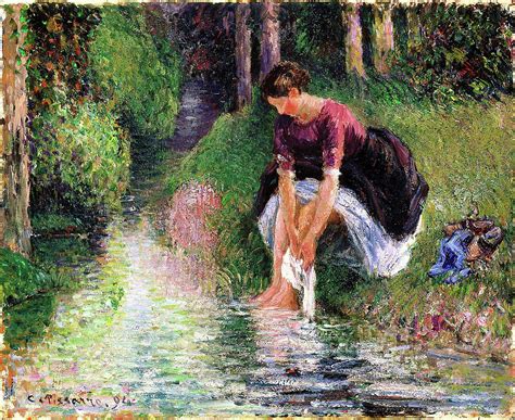 Woman Washing Her Feet In A Brook Digital Remastered Edition Painting