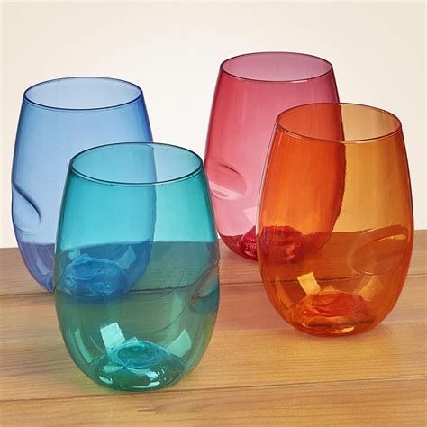 Govino® Shatterproof Stemless Colored Wine Glasses Set Of