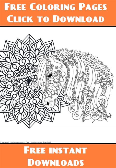 zentangle unicorn  mandala coloring pages