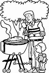 Coloring Pages Father Fathers Clip Grilling Dad Happy Cooking Bbq Son Grill Clipart Kids Cliparts Drawing Printable Related Meat Holiday sketch template