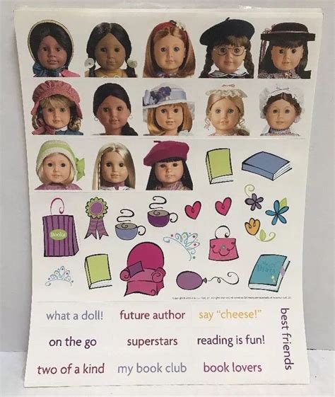 sheets american girl doll stickers crafts scrapbooking party favors