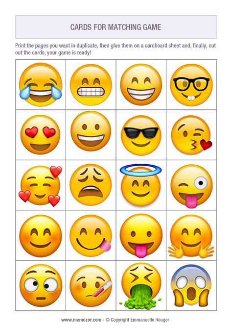 printable memory game emoji