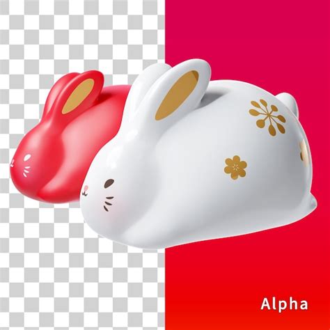 Asia Año De Los Conejos 3d Render Archivo Psd Premium