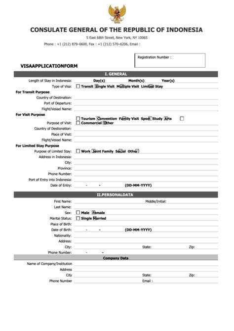 Visa Application Form Consulate General Of The Republic Of Indonesia