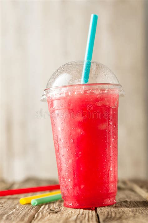 red slushie drink  plastic cup  straws stock image image  flavored flavour