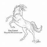Rearing Horse Drawing Lineart Coloring Deviantart Template Sketch sketch template