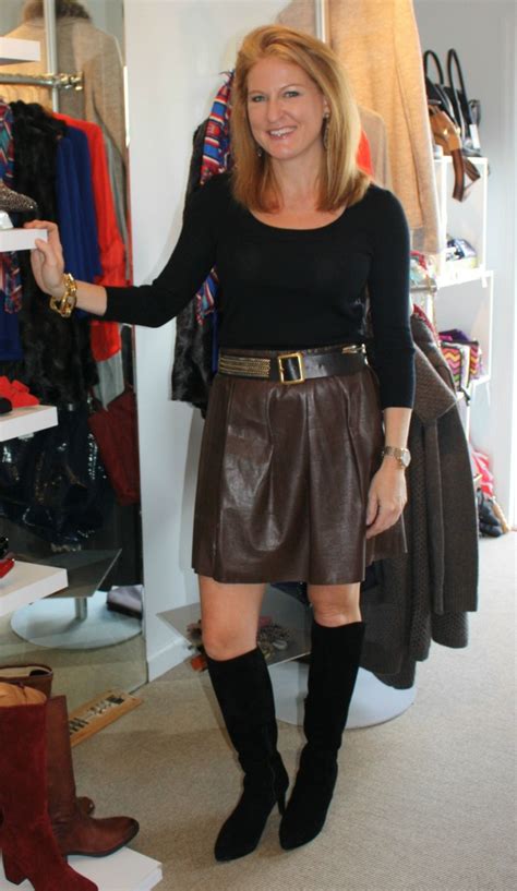 leather skirts add an edge to over 40 fashion