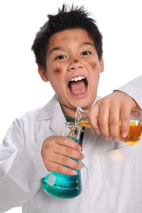 young mad scientist mixing chemicals stock photo image  science silly