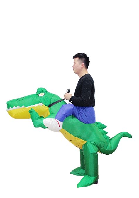 adult inflatable green crocodile costume alligator carry me mens rider
