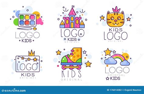 kids original logo design collection children education club playground zone arts design