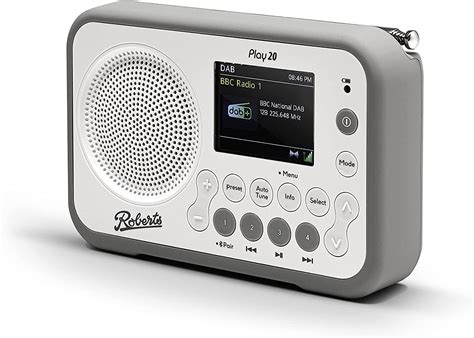 roberts play  white portable dab radio  bluetooth playw rechargeable battery