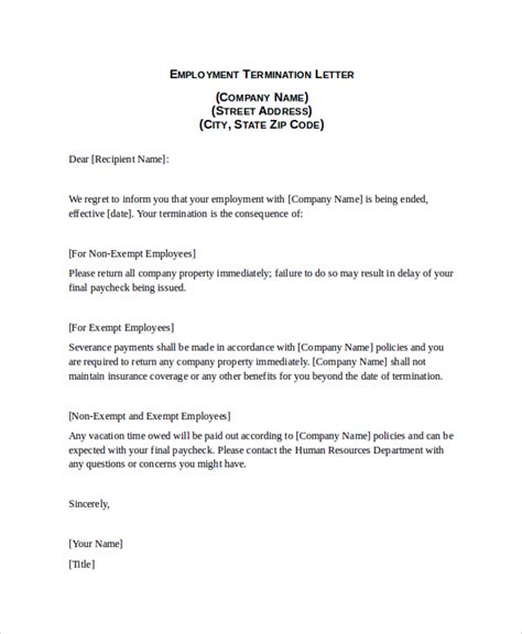 top employment termination letter format transparant format kid