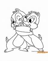 Dale Chip Coloring Pages Hugging Disney Thanksgiving Disneyclips Funstuff sketch template