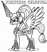 Coloring Pony Celestia Pages sketch template