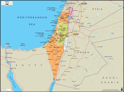 israel wall map mapscomcom
