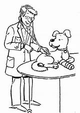 Coloring Veterinarian Pages Vet Para Colorear Dog Signs Health Check Animal Kids Dibujos Animals Doctor Hospital Colouring Veterinario Trabajador Veterinaria sketch template