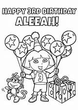 Birthday Coloring Pages Dora Explorer Party Personalized Printable Games Color Theme Happy Drawing Kids Queen 4th Supplies Colouring Printables These sketch template