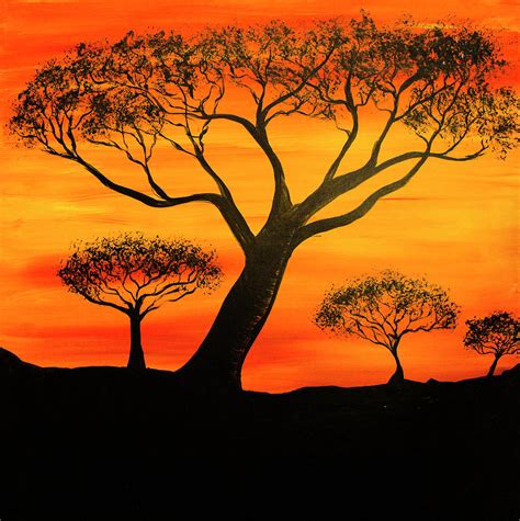 African Safari Trees Painting By Tina Law