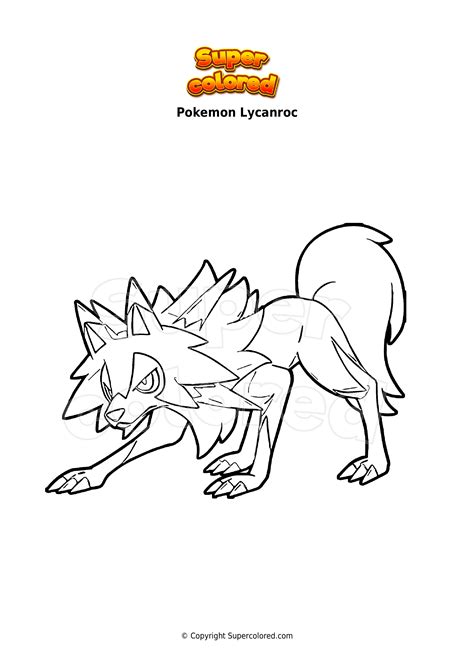 dibujo  colorear pokemon lycanroc supercoloredcom