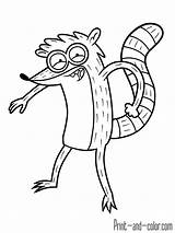 Regular Show Rigby Coloring Print Pages Color Printable Cartoon Categories Kids Game sketch template